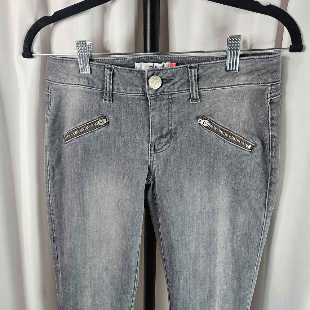 Cabi Skinny Jeans Grey Wash Classic Rise Zip Accent Pockets Women's‎ Size 2
